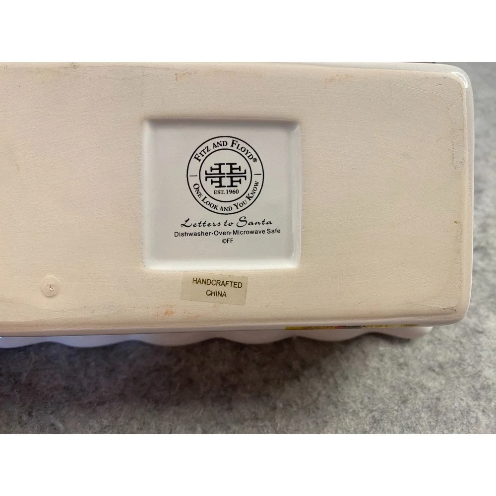 Fitz and Floyd Letters to Santa Christmas Memories Ceramic Loaf Pan NIB